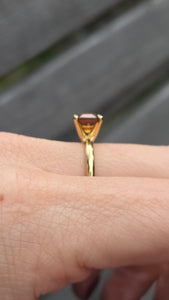 2490 Vintage: Rare 9ct Gold Square Cut Orange Zircon Solitaire Ring