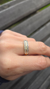 6188 Vintage: 9ct Gold 26 Natural Sparkling Diamonds Stacker/Dress Ring