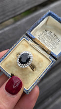 Load image into Gallery viewer, 2498 Vintage: 9ct Gold Australian Sapphira 20 Diamonds Diana Style Cluster Ring- From 1986
