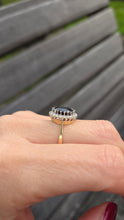 Load image into Gallery viewer, 2498 Vintage: 9ct Gold Australian Sapphira 20 Diamonds Diana Style Cluster Ring- From 1986
