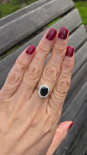 Load image into Gallery viewer, 2498 Vintage: 9ct Gold Australian Sapphira 20 Diamonds Diana Style Cluster Ring- From 1986
