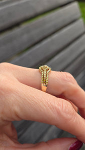2499 Vintage: 9ct Gold 57 Yellow Diamonds Art Deco Style  Dress Ring