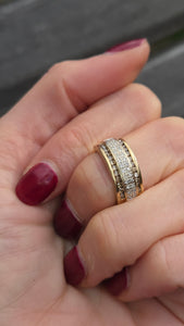 0433: Vintage: 9ct Gold Champagne & White Diamonds Dress Ring- 52 natural diamonds, Fabulous