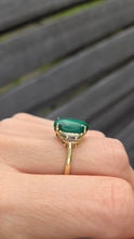 Load image into Gallery viewer, 2487 Vintage; 9ct Gold Large Malachite Aquamarines Cocktail Ring
