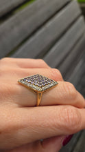 Load image into Gallery viewer, 6191 Vintage: 9ct Gold  Blue Tanzanites Diamonds Geometric Set Statement Ring
