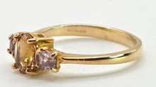 Load image into Gallery viewer, 1246: Vintage 9ct Gold Citrine &amp; Amethyst 3-Stone Straight Ring
