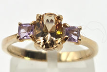 Load image into Gallery viewer, 1246: Vintage 9ct Gold Citrine &amp; Amethyst 3-Stone Straight Ring

