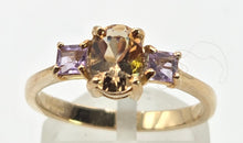 Load image into Gallery viewer, 1246: Vintage 9ct Gold Citrine &amp; Amethyst 3-Stone Straight Ring
