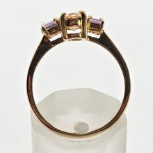 Load image into Gallery viewer, 1246: Vintage 9ct Gold Citrine &amp; Amethyst 3-Stone Straight Ring
