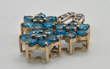 Load image into Gallery viewer, 2216: Vintage: 9ct White Gold Blue  Apatites Diamonds Floral Closer Pendant
