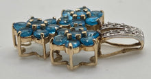 Load image into Gallery viewer, 2216: Vintage: 9ct White Gold Blue  Apatites Diamonds Floral Closer Pendant
