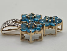 Load image into Gallery viewer, 2216: Vintage: 9ct White Gold Blue  Apatites Diamonds Floral Closer Pendant
