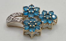 Load image into Gallery viewer, 2216: Vintage: 9ct White Gold Blue  Apatites Diamonds Floral Closer Pendant
