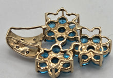 Load image into Gallery viewer, 2216: Vintage: 9ct White Gold Blue  Apatites Diamonds Floral Closer Pendant
