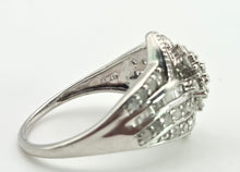 Load image into Gallery viewer, 2554: Vintage: 9ct White Gold 72 Natural Sparkling Diamonds Cocktail Ring
