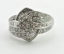 Load image into Gallery viewer, 2554: Vintage: 9ct White Gold 72 Natural Sparkling Diamonds Cocktail Ring
