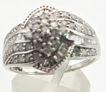 Load image into Gallery viewer, 2554: Vintage: 9ct White Gold 72 Natural Sparkling Diamonds Cocktail Ring
