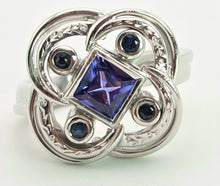 Load image into Gallery viewer, 2556: Vintage: Fabulous 18ct White Gold Violet Blue Tanznaites Geometric Cocktail Ring
