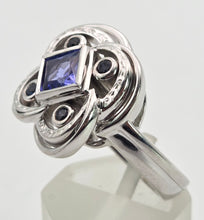 Load image into Gallery viewer, 2556: Vintage: Fabulous 18ct White Gold Violet Blue Tanznaites Geometric Cocktail Ring
