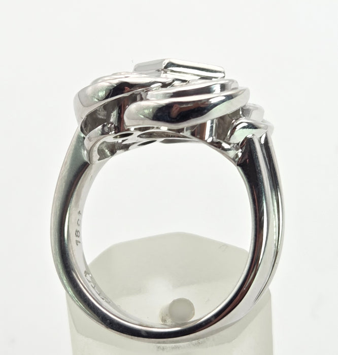 2556: Vintage: Fabulous 18ct White Gold Violet Blue Tanznaites Geometric Cocktail Ring