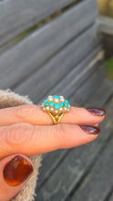 Load image into Gallery viewer, 2472 Vintage: 9ct Gold Turquoise Cultured Pearls &quot;Bombe&quot; Ring- From 1960
