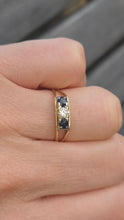 Load image into Gallery viewer, 2415 Vintage: 18ct Gold French Blue Sapphires Natural Diamond 3-Stone Ring
