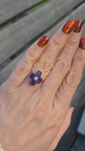 Load image into Gallery viewer, 6176 Vintage: 18ct Gold Rich Purple Amethyst Full Cut Diamond Harlequin  Ring
