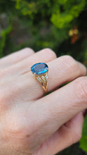 Load image into Gallery viewer, 2130 Vintage: 9ct Gold London Blue Topaz Natural Diamonds Dress Ring
