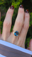 Load image into Gallery viewer, 2130 Vintage: 9ct Gold London Blue Topaz Natural Diamonds Dress Ring
