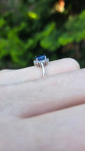 Load image into Gallery viewer, 1886 Vintage: Petite 18ct White Gold  Blue Sapphire 18 Diamonds Dress Ring
