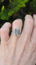 Load image into Gallery viewer, 1867 Vintage: 18ct White Gold Emerald Cut Blue Aquamarine Diamonds Cocktail Ring

