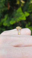 Load image into Gallery viewer, 6193 Vintage: 9ct Gold Heliodor  &amp; Glacier Topaz Flower Head Ring
