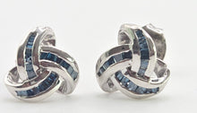 Cargar imagen en el visor de la galería, 0122: Vintage - Silver 925 Blue Diamonds lovers Knot Earrings
