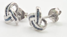 Cargar imagen en el visor de la galería, 0122: Vintage - Silver 925 Blue Diamonds lovers Knot Earrings
