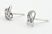 Cargar imagen en el visor de la galería, 0122: Vintage - Silver 925 Blue Diamonds lovers Knot Earrings
