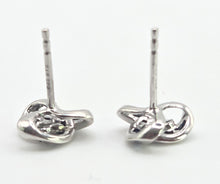Cargar imagen en el visor de la galería, 0122: Vintage - Silver 925 Blue Diamonds lovers Knot Earrings
