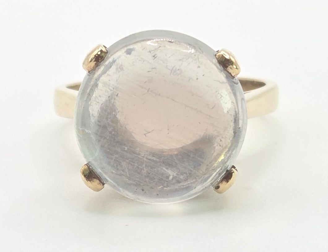 1943: Vintage 9ct Gold Large Cabochon Cut Moonstone Ring