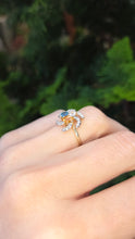 Load image into Gallery viewer, 1216: Vintage: 9ct Gold Swirl Cocktail Ring- Citrine, Blue &amp; Glacier Topaz
