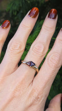 Load image into Gallery viewer, 6239 Vintage: 18ct Gold Triangular Cut Red Garnets Diamonds Geometric Set Ring
