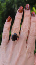 Load image into Gallery viewer, 2412 Vintage: 9ct Gold Oval faceted Cut Smokey Quartz Solitaire Ring
