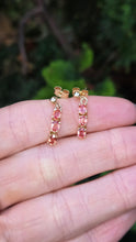 Load image into Gallery viewer, 2337 18ct Gold Padparadscha Orange Sapphires Drop Stud Earrings
