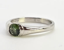 Load image into Gallery viewer, 2200: Vintage: Platinum Green Garnet Tsavorite Solitaire Ring
