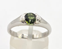 Load image into Gallery viewer, 2200: Vintage: Platinum Green Garnet Tsavorite Solitaire Ring
