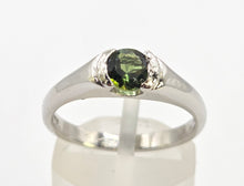 Load image into Gallery viewer, 2200: Vintage: Platinum Green Garnet Tsavorite Solitaire Ring
