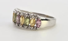 Load image into Gallery viewer, 2226: Vintage 9ct White goldGold Coloured Sapphires Diamonds Dress Ring

