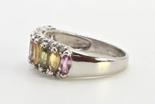 Load image into Gallery viewer, 2226: Vintage 9ct White goldGold Coloured Sapphires Diamonds Dress Ring
