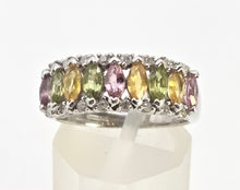 Load image into Gallery viewer, 2226: Vintage 9ct White goldGold Coloured Sapphires Diamonds Dress Ring
