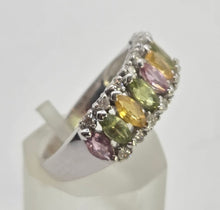 Load image into Gallery viewer, 2226: Vintage 9ct White goldGold Coloured Sapphires Diamonds Dress Ring
