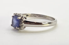 Load image into Gallery viewer, 2293 :18ct White Gold Violet Blue Tanzanite 16 Sparkling Diamonds Ring
