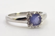 Load image into Gallery viewer, 2293 :18ct White Gold Violet Blue Tanzanite 16 Sparkling Diamonds Ring
